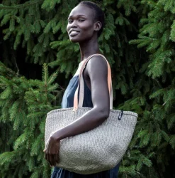 Mifuko Kiondo olkakassi harmaa M sisal